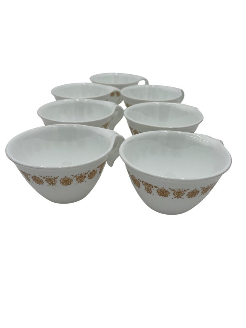 Set Of 7 Corning Butterfly Gold Floral Coffee Cups 1970s Vintage